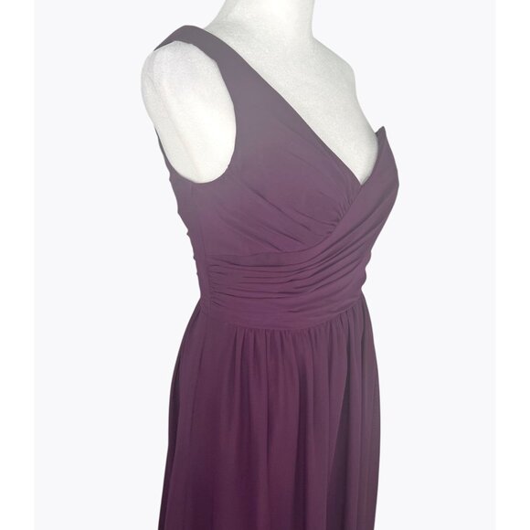 Alfred Angelo One-Shoulder Purple Chiffon Bridesmaid/Prom/Formal Dress Size 6 - Picture 10 of 13